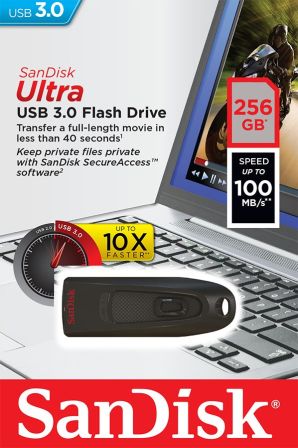 SANDISK ULTRA USB 3.0 FLASH DRIVE 256GB