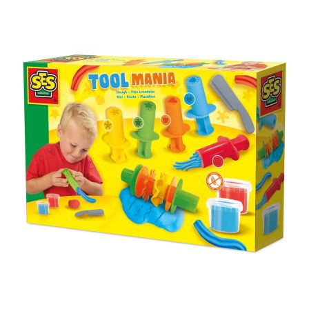 SES Creative Klei Tool Mania – Kleiset met 7 Tools en 2 Potjes Klei