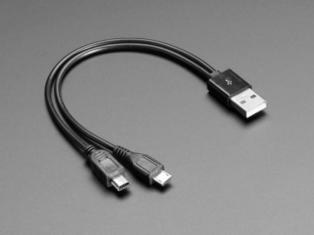 USB cable - 8" A to Mini B Charging and Micro B Data