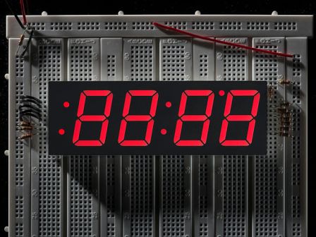 Red 7-segment clock display - 1.2" digit height
