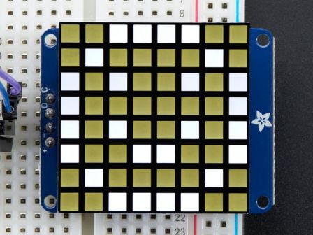Small 1.2" 8x8 Ultra Bright Square White LED Matrix + Backpack