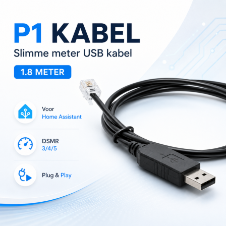 P1 Kabel Slimme Meter USB 1,8 Meter – Home Assistant, Domoticz & Raspberry Pi – DSMR 3/4/5
