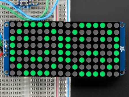 16x8 1.2" LED Matrix + Backpack - Ultra Bright Round Green LEDs