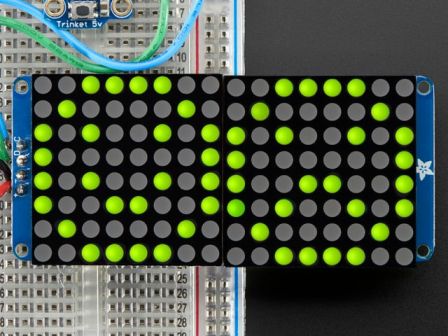 16x8 1.2" LED Matrix+Backpack UltraBright Round YellowGreen LEDs