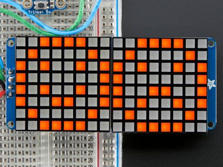 16x8 1.2" LED Matrix + Backpack - Ultra Bright Square Amber LEDs