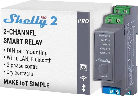 Shelly Pro 2 – Professionele WiFi Smart Switch voor Slimme Schakelingen