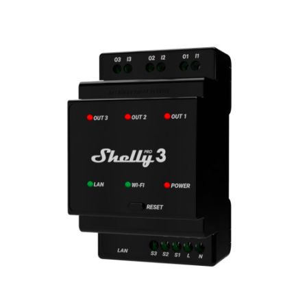 Shelly Pro 3 – Smart Relais voor Professioneel Gebruik | Industriële Automatisering en Controle
