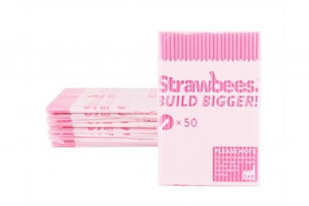 Strawbees Rietjes - Roze (50 stuks)