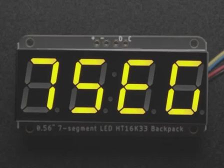 Adafruit 0.56" 4-Digit 7-Segment Display w/I2C Backpack - Yellow