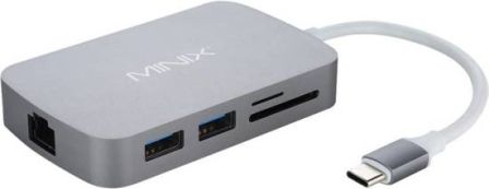 MINIX NEO-C-XGR USB-C Multiport Adapter 100Mbps Grijs