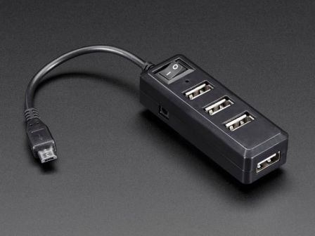 Adafruit: USB Mini Hub with Power Switch - OTG Micro-USB