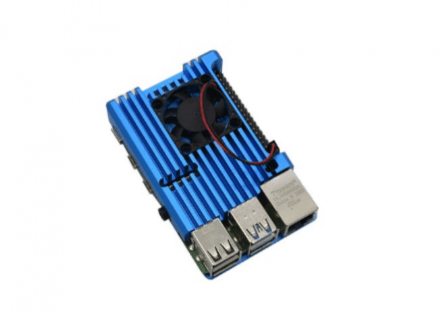 Raspberry Pi 4 Aluminium Koeling Actieve Heatsink met 1 Ventilator - Blauw