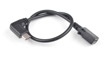 Micro USB Female naar USB-C Male 90 graden Kabel