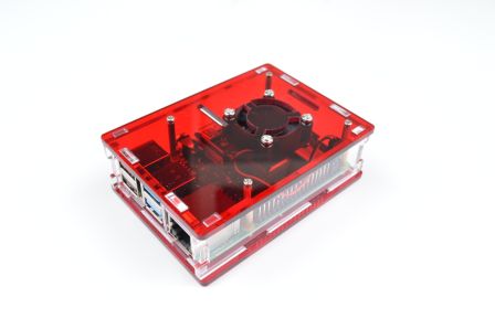 Premium Raspberry Pi 4 Behuizing - Rood/Transparant inclusief ventilator