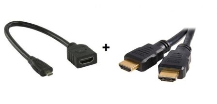 Micro HDMI naar HDMI Adapterkabel + HDMI Kabel 1 meter