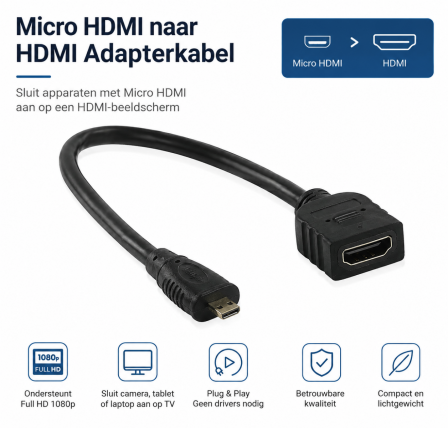 Micro HDMI naar HDMI Adapterkabel