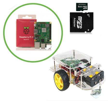 Complete Robot Kit met 2 DC Motoren Inclusief Raspberry Pi 3B+ en Micro SD Kaartje