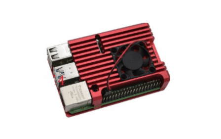 Raspberry Pi 4 Aluminium Koeling Actieve Heatsink met 1 ventilator - Rood