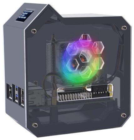 52Pi Mini Tower Kit voor Raspberry Pi 5 – OLED Display, ICE Tower & RGB Fan