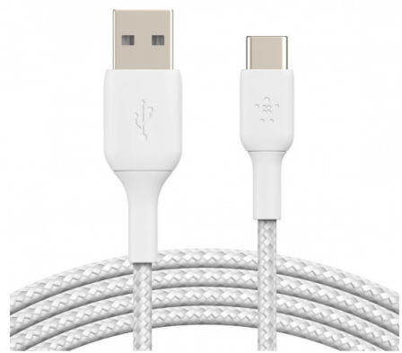 USB-C Kabel 3.0A Nylon Sleeve White - 1 Meter