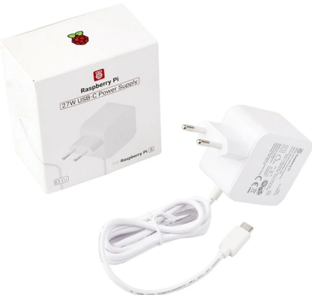 Originele Raspberry Pi 5 Voeding USB-C 27W EU - Wit